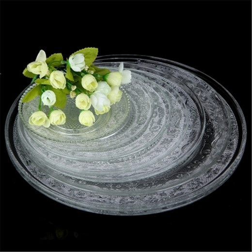Oulijia Restaurant Hotel Glass Plate Home Dish Plate Western Fruit Plate Pearl Fruit Plate Candy Plate Dry Fruit Plate Dinner Plate 6-inch Pearl Fruit Plate