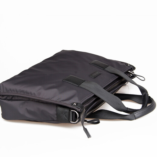 MuLin.Ks new men's bag casual business canvas bag Oxford cloth men's bag handbag horizontal briefcase large capacity medium-black-water-repellent Oxford cloth