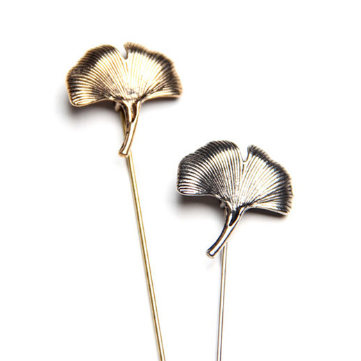 Xifei Men's Brooch Alloy Retro Series Ancient Golden Ginkgo Leaf Embossed Brooch Suit Accessories Fashionable Golden Ginkgo Long Needle 8cm