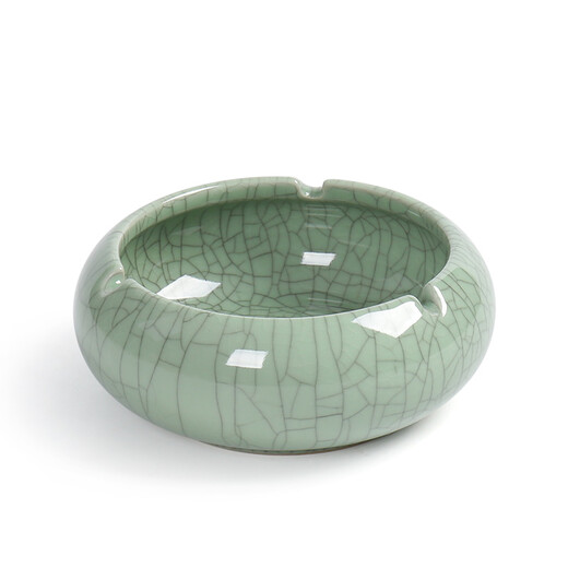 Ning Bufan Creative Ceramic Ashtray Home Hotel Office Supplies Tea Set Accessories Ge Kiln Open Piece Ashtray Style 2 Plum Green Iron Wire