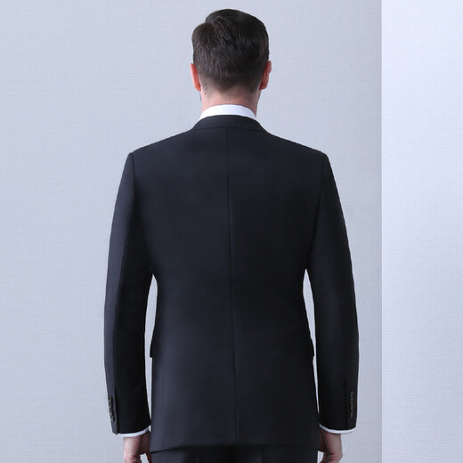 BAROMON 96.1% Wool Suit Men's Business Suit Men's Complete Set Men's Business Light Formal Wear Groom Wedding Navy Blue 175C (Please note or leave a message for pants size)