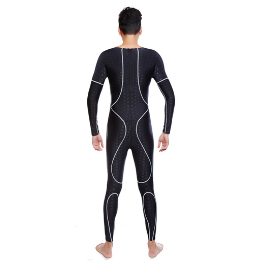NSA unisex one-piece sunscreen waterproof swimsuit with 5XL second generation sharkskin swimsuit winter swimsuit 554 black cloth gray thread + sharkskin swimming cap M (1.55m/85Jin Jin equals 0.5kg)