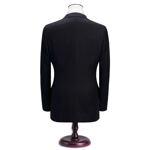 BAROMON 96.1% Wool Suit Men's Business Suit Men's Complete Set Men's Business Light Formal Wear Groom Wedding Navy Blue 175C (Please note or leave a message for pants size)