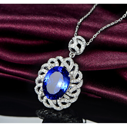 Millais Jewelry 5A Grade Tanzanite Pendant 18K Gold Inlaid Diamond Necklace with 95 Points Diamonds Available in Stock without Chain Expedited Shipping in Stock (Excluding Chain)