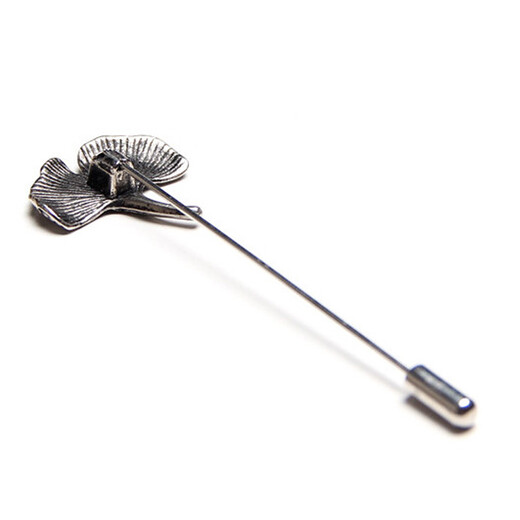 Xifei Men's Brooch Alloy Retro Series Ancient Golden Ginkgo Leaf Embossed Brooch Suit Accessories Fashionable Golden Ginkgo Long Needle 8cm