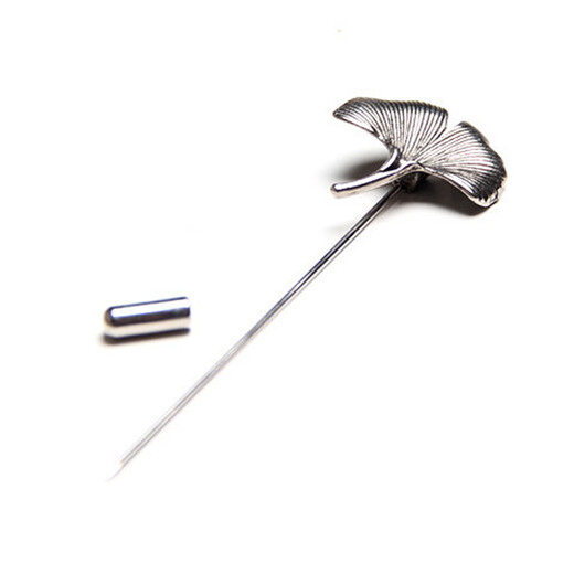 Xifei Men's Brooch Alloy Retro Series Ancient Golden Ginkgo Leaf Embossed Brooch Suit Accessories Fashionable Golden Ginkgo Long Needle 8cm