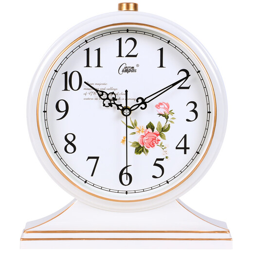 Compas wall clock classical European table clock retro living room decoration table clock creative bedroom bedside clock quartz clock 3020 digital white crack