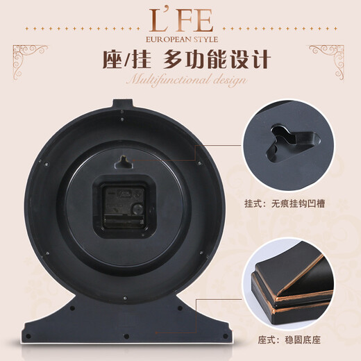 Compas wall clock classical European table clock retro living room decoration table clock creative bedroom bedside clock quartz clock 3020 digital white crack