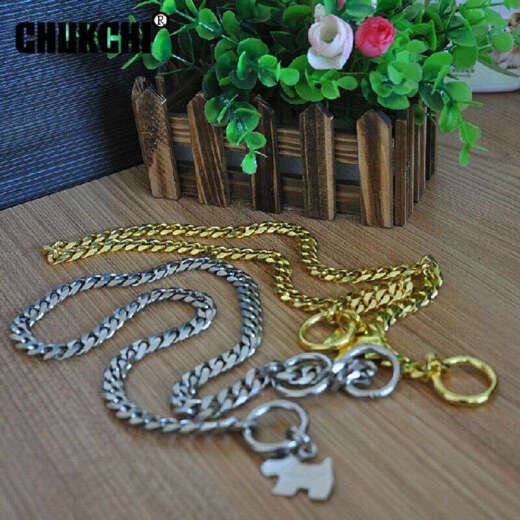 Chukchi (CHUKCHI) competition grade stainless steel P chain dog chain large dog collar collar golden retriever dog necklace non-pinch dog walking training luxury silver size M 50CM