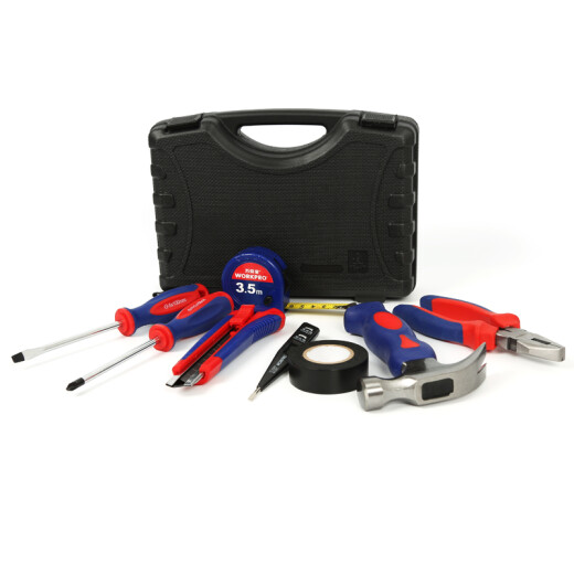 Wankebao (WORKPRO) W009046N 9-piece household tool box set electrician woodworking repair hardware hand tool set