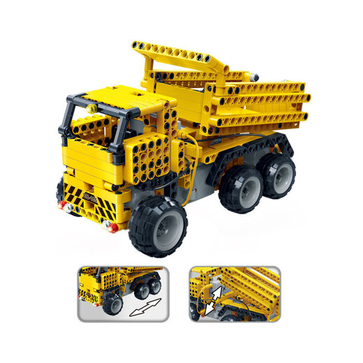 Bangbao remote control building block car children's assembled building block toys electric assembly car Hercules crane truck Fengchi dump truck 6913