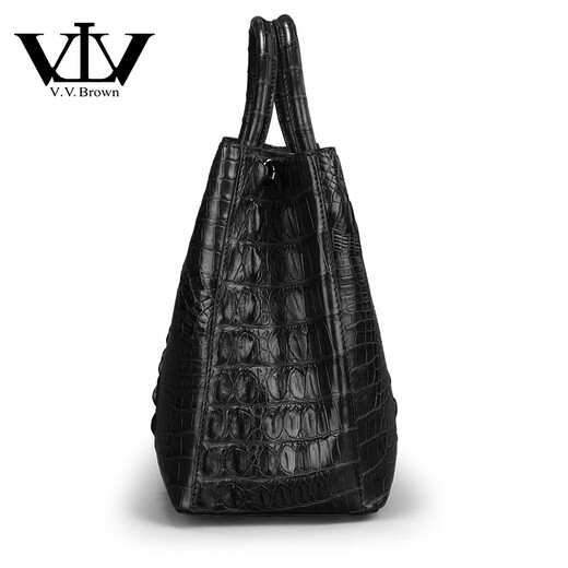 V.V.Brown New Genuine Crocodile Leather Women's Bag Handbag Fashion Genuine Leather Large Capacity Shoulder Bag Crossbody Bag Banquet Bag Gift Black
