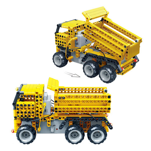 Bangbao remote control building block car children's assembled building block toys electric assembly car Hercules crane truck Fengchi dump truck 6913
