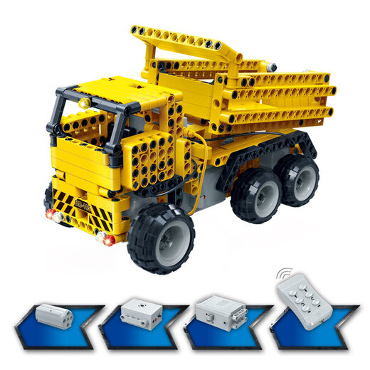 Bangbao remote control building block car children's assembled building block toys electric assembly car Hercules crane truck Fengchi dump truck 6913