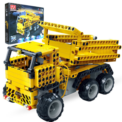 Bangbao remote control building block car children's assembled building block toys electric assembly car Hercules crane truck Fengchi dump truck 6913