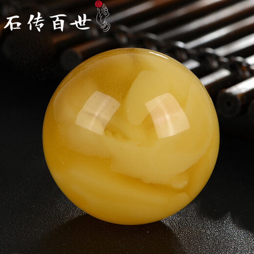 Shichuan Baishi original ore natural beeswax single bead loose bead beeswax bracelet three-way beeswax separator bucket bead amber bead loose bead diy beeswax round bead single bead diameter 9mm