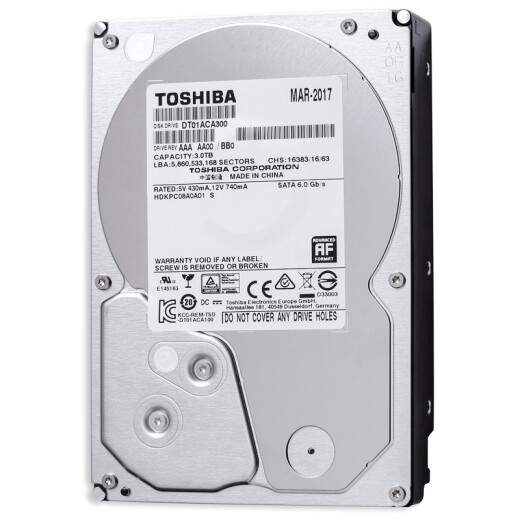 TOSHIBA 3TB64MB7200RPM Desktop Mechanical Hard Drive SATA Interface Consumer Series (DT01ACA300) Personal Computer and External Storage