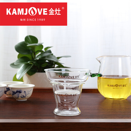 KAMJOVE glass tea funnel, tea strainer, high temperature resistant glass tea strainer, Kung Fu tea set accessories GO-08 set