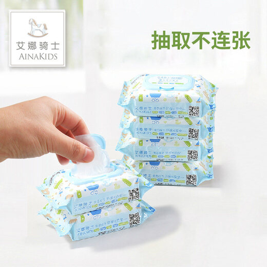 Aina Knight Baby Wipes Special Wet Wipes for Newborn Hands and Mouth Baby Hand and Mouth Wet Wipes 80 Draws*6+10 Draws*10 Pack White