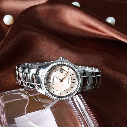 CITIZEN watch women's Japanese and Korean watch light kinetic energy powder dial day display steel belt fashion business Christmas gift FE1140-51X