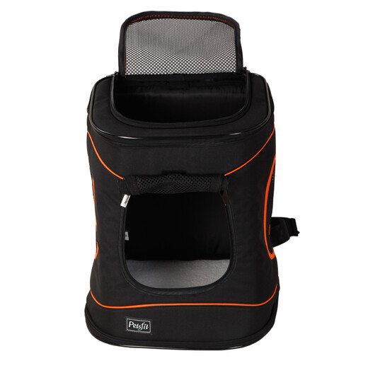 Petsfit Haustier-Rucksack für Haustiere, Katzen, Outdoor, tragbar, Hundetasche, Reisen, leicht, bequem, Katzen-Rucksack, großes Fassungsvermögen, Schwarz, Einheitsgröße