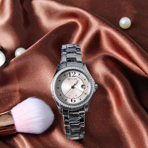 CITIZEN watch women's Japanese and Korean watch light kinetic energy powder dial day display steel belt fashion business Christmas gift FE1140-51X