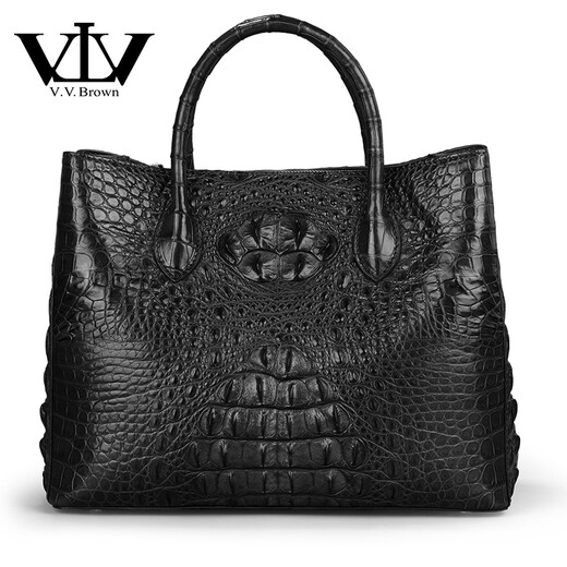V.V.Brown New Genuine Crocodile Leather Women's Bag Handbag Fashion Genuine Leather Large Capacity Shoulder Bag Crossbody Bag Banquet Bag Gift Black