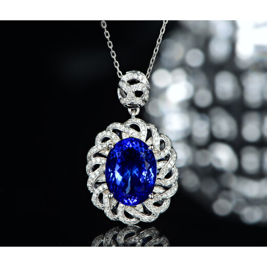 Millais Jewelry 5A Grade Tanzanite Pendant 18K Gold Inlaid Diamond Necklace with 95 Points Diamonds Available in Stock without Chain Expedited Shipping in Stock (Excluding Chain)