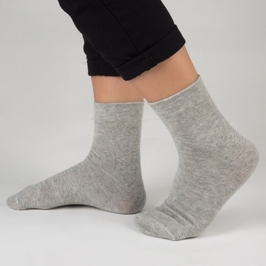 Hengyuanxiang Socks Men's 100% Cotton Socks Cotton Mid-Tube Men's Black Thin Sweat-Absorbent Breathable Spring Autumn Summer