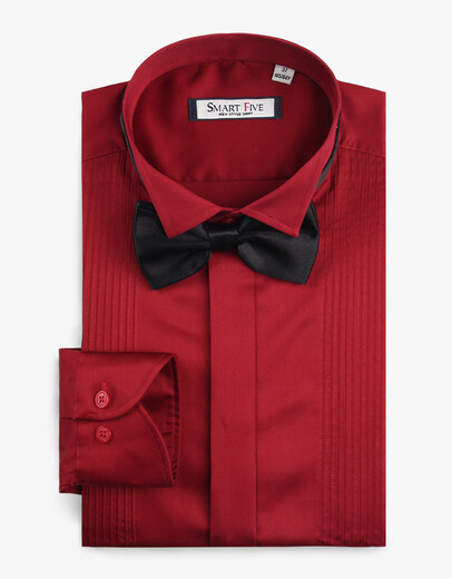 Saison 5 Robe de mariée spéciale Shirt Men's French Swallow Collar Shirt Mercerated Cotton Shirt Men's Long Manches Slim Red Sfl2Q30 37 (référence de poids 50-55 kg)