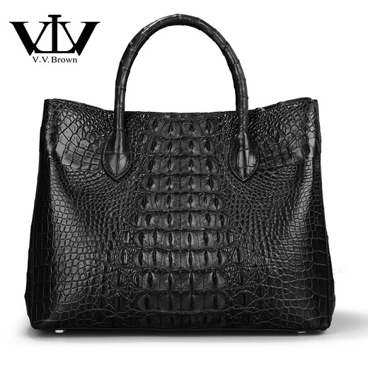 V.V.Brown New Genuine Crocodile Leather Women's Bag Handbag Fashion Genuine Leather Large Capacity Shoulder Bag Crossbody Bag Banquet Bag Gift Black