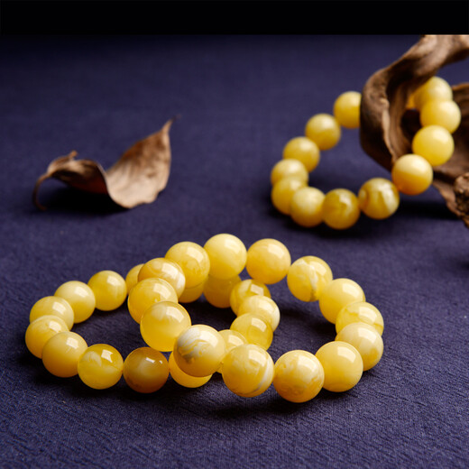 OUCERNY White Flower Nectar Bracelet Unoptimized Full Honey Round Beads Beeswax Amber Men's and Women's Bracelet Baltic Sea 11mm+ Randomly selected for delivery