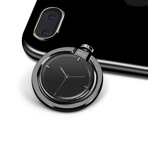 NVV (NS-2) cute pocket watch mobile phone buckle ring buckle stand lazy metal car tablet phone accessories bright black