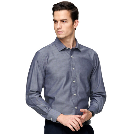 David Hill davehill shirt men's business casual long-sleeved shirt men's young and middle-aged herringbone shirt cotton DH0911KF02 gray 38 (165/84A)