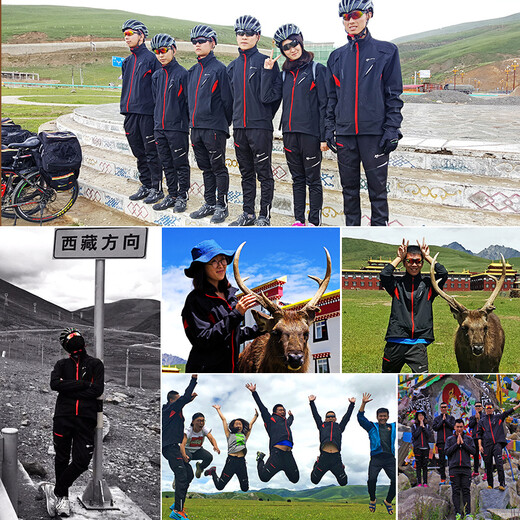 Locke Brothers Cycling Suit Winter Suit Men's and Women's Fleece Warm Long Sleeve Long Pants Outdoor Cycling Suit Kunlun - Black and Red (Thick Windproof Fleece Warmth) XL