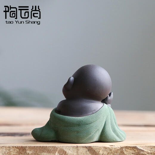 Tao Yunshang's cute little monk tea pet ornaments, purple clay little novices can raise handmade tea toys, tea sets, tea table ornaments, flower pot ornaments, meditation, pot-bellied Maitreya Buddha