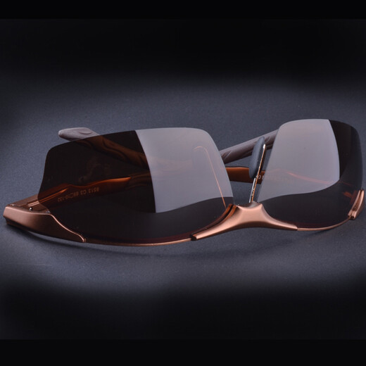 Gravel Sunglasses Men's Sports Polarized Pure Aluminum Magnesium Color-Changing Sunglasses Anti-Glare Driving Glasses Fishing Glasses Cycling Glasses Tea Frame Tea Pieces