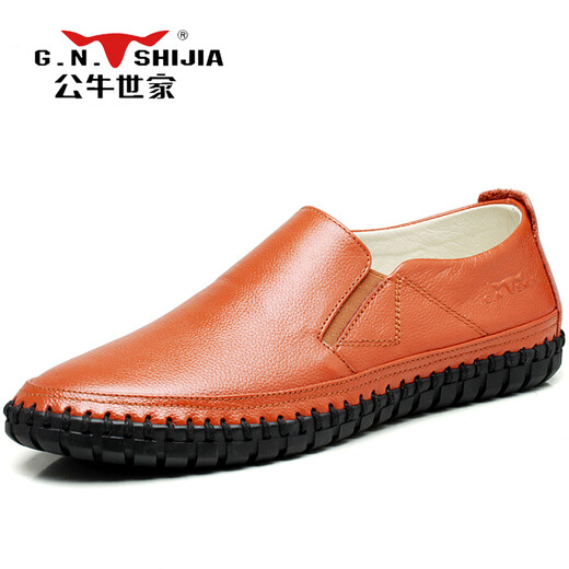 Bull Shijia G.N.Shi Jia casual shoes men's slip-on cowhide leather shoes men 888278 brown 44