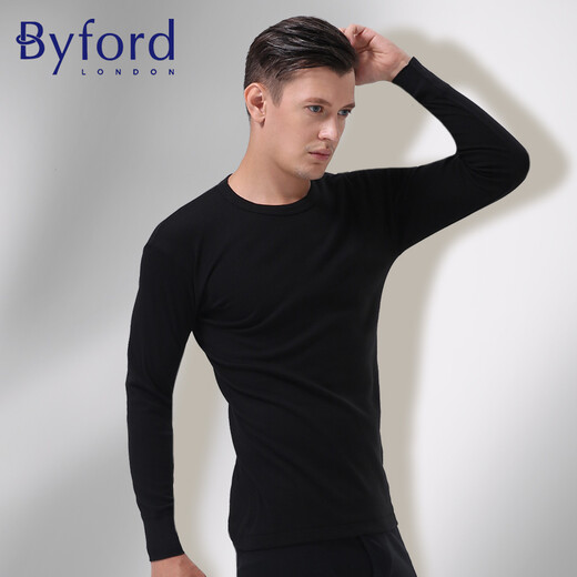 BYFORD (BYFORD) men's autumn clothes and autumn pants cotton counter knitted thermal underwear set long sleeve base men's red MW8826846 MW8826-top-black-thin M