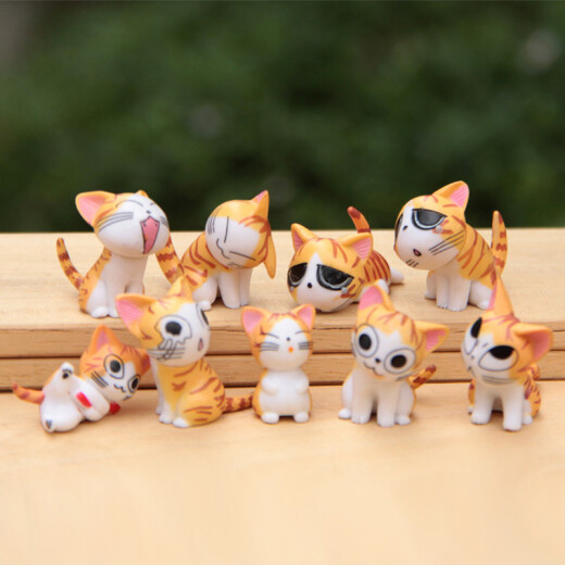 Zhiquwu very cute cheese cat ornaments, gifts that girls like very much, 9 expressions, birthday gifts, creative gifts, desktop micro landscape cartoon animal ornaments, 9 yellow cheese cats + gift box + handbag