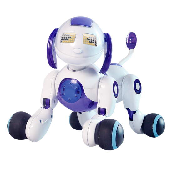 blue and white robot dog