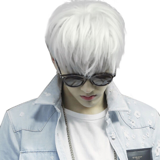 short white mens wig