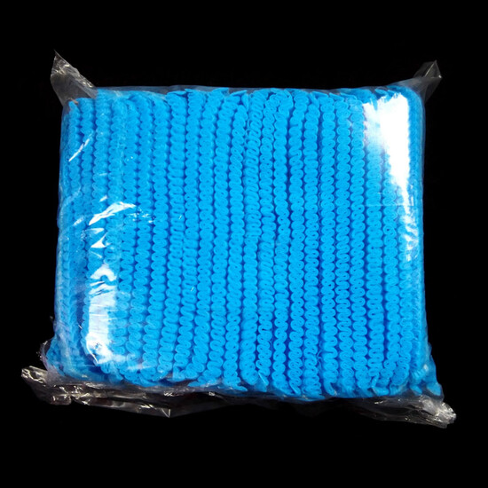 100 Pcs Disposable Non Woven Striped Cap Non Woven Mesh Cap Dust Proof Chef Hat