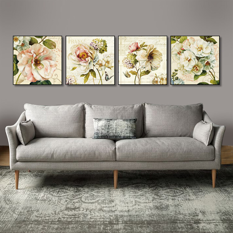 Thin Room Living Decoration Painting American Past Murals Thin Room Living Decoration Painting American Past Murals Restaurant Flower Paintings Bedroom Bedside Wall Garden Four Piece