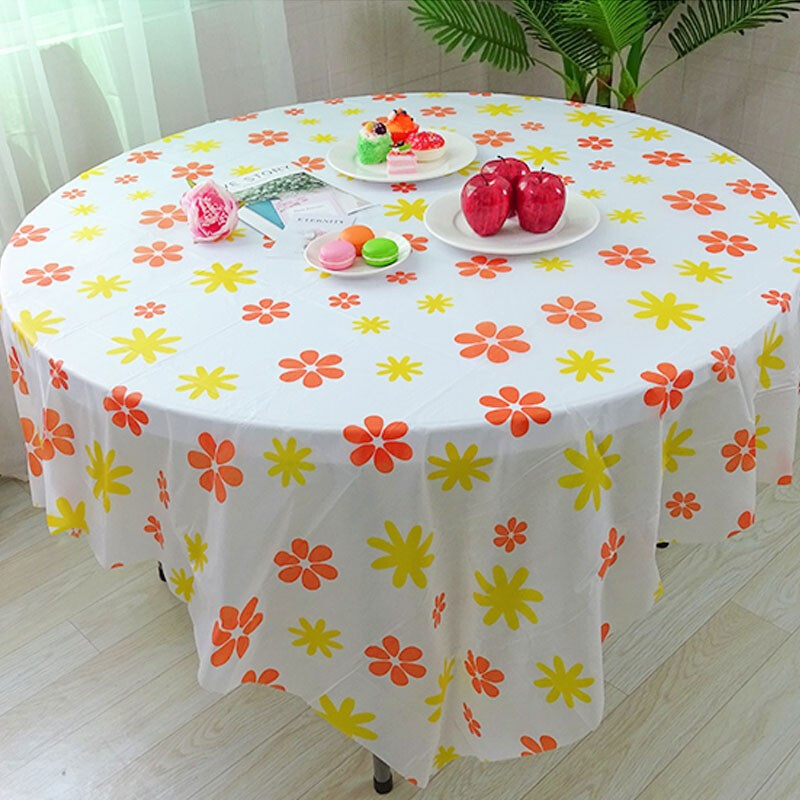 Pack of 10 disposable tablecloths round table plastic tablecloth printed tablecloth thickened party home square tablecloth hotel tablecloth disposable 1.8m apricot pattern 10 pieces
