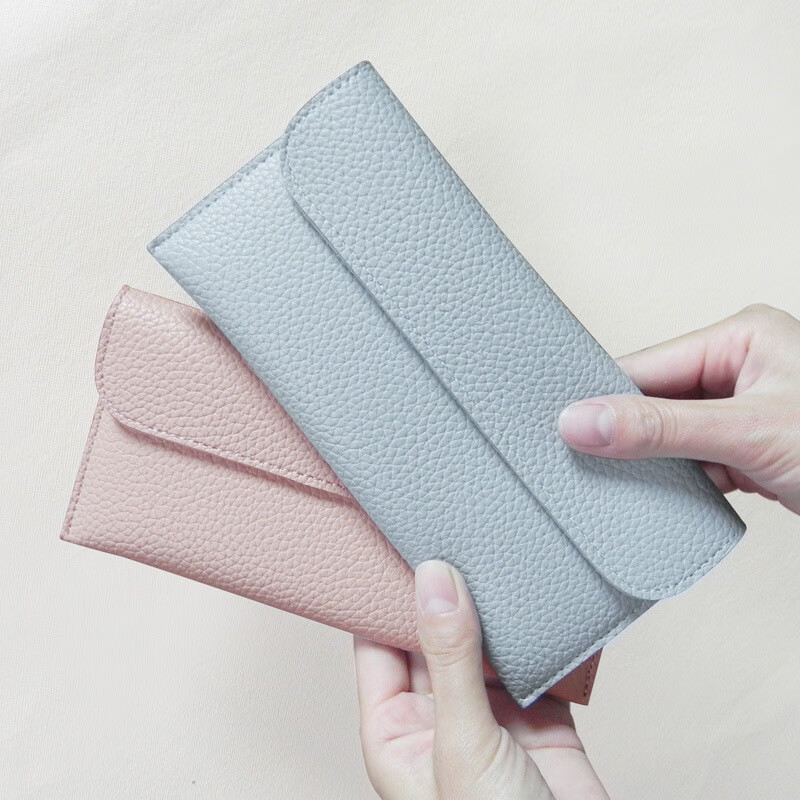 Kangaroo (KANGAROO) new women's bag women's long wallet women's fashion bag thin student wallet simple buckle card slot wallet pink