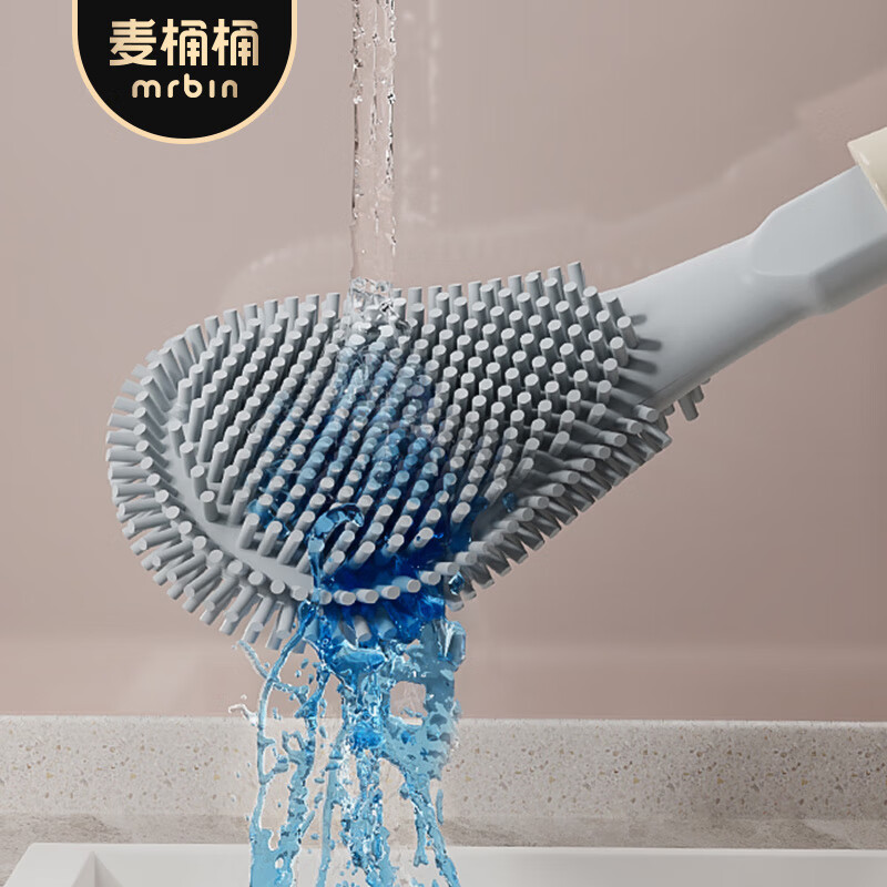 Mr.Bin punch-free toilet brush for home wall-mounted toilet special brush without dead corners and gaps to clean the bathroom artifact clean set water droplet toilet brush combination | two pieces in total