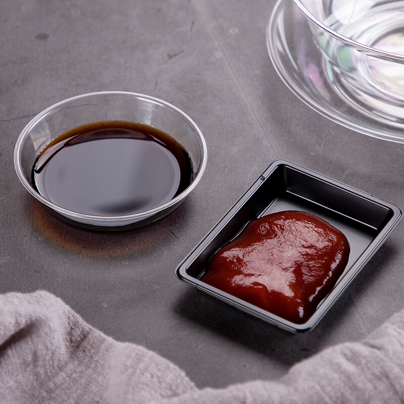 Petunia disposable crystal bowl cup set plastic plate transparent flavor plate sauce plate hard plastic hot pot rice bowl aviation bowl 4-inch transparent bone plate 100 pieces disposable tableware