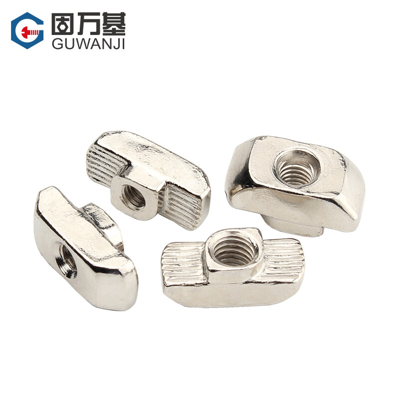 Guwanji European standard T-type nut 20/30/40/45 national standard aluminum profile/t-shaped nut M3M4M5M6M8 ship-shaped hammer head nickel-plated T-type European standard 40 type M4 10 pieces