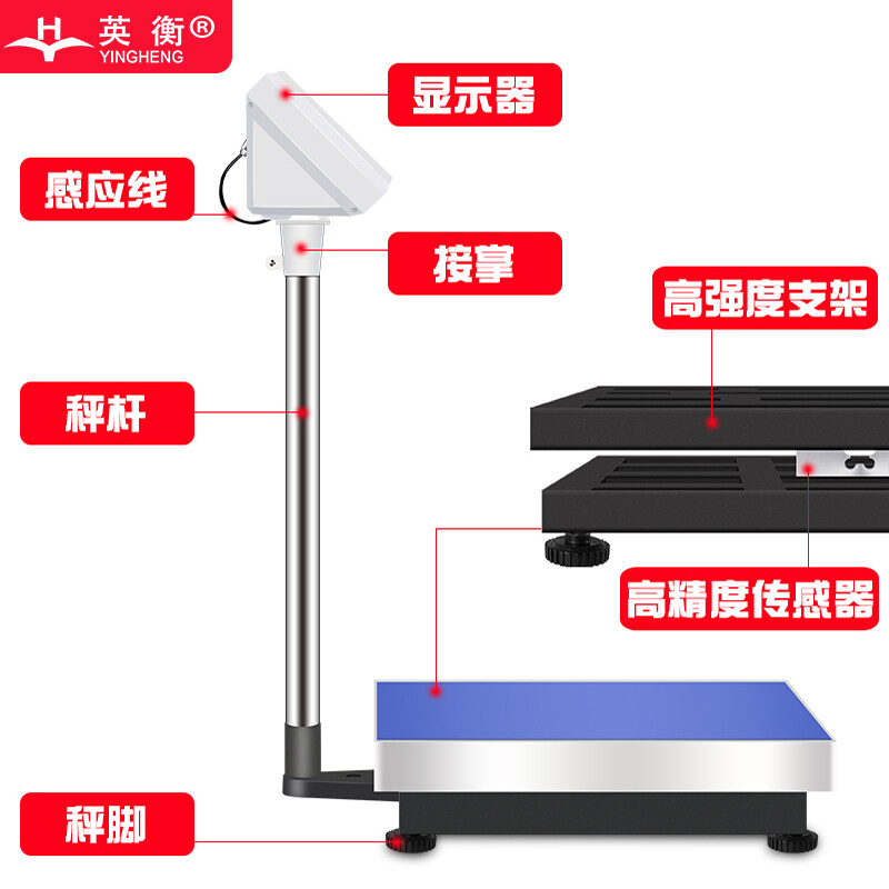 Yingheng high-precision electronic scale kilogram scale precision platform scale floor scale industrial electronic weighing electronic floor scale rechargeable range 100kg accuracy 2g